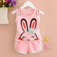 thumbnail image 1 of Ropa para niños, conjunto de verano para niños de 0 a 4 años, camisetas sin mangas para niñas, chaleco y pantalones cortos, ropa de 2 uds, pijamas de algodón para niños 110 (4T) Gao Jinjia LED, 1 of 2