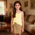 thumbnail image 4 of HAOTAGS Girls Casual Tank Tops,Lightweight Summer Striped Sleeveless Camisole Yellow 7-8, 4 of 9