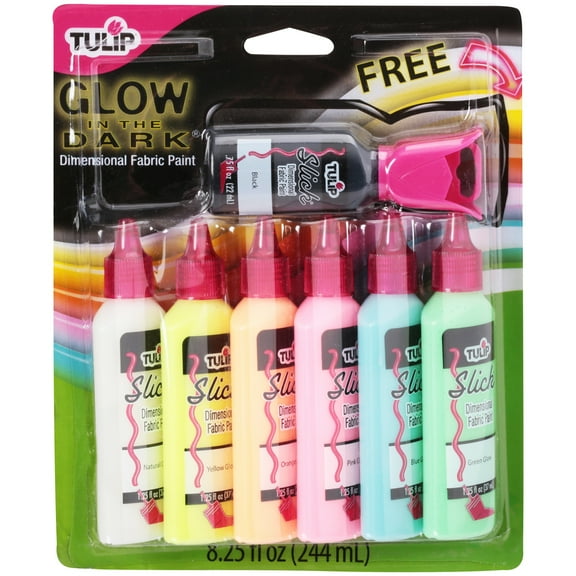 Tulip Dimensional Fabric Paint 1.25 fl oz Glow in the Dark 6 Pack with Bonus