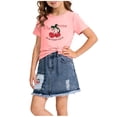 thumbnail image 2 of FSYBOA Girls Summer Outfit Sets , Shorts Sleeves Elastic Waist Fashion Casual Kids Clothing Set Pink Size 6 T, 2 of 6