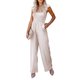 thumbnail image 2 of VISgogo Mono de pierna ancha de verano para mujer, mono de manga voladora de color sólido con cuello cuadrado fruncido VISgogo moda, 2 of 5