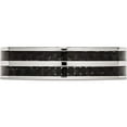 thumbnail image 3 of Stainless Steel Polished Double Row Black Carbon Fiber Inlay 6mm Band (Size 10) Made In China sr337-10, 3 of 5