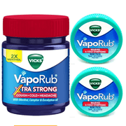 Vicks VapoRub Set Xtra Strong – 50 ml Jar + Two 5 ml Travel Size Menthol
