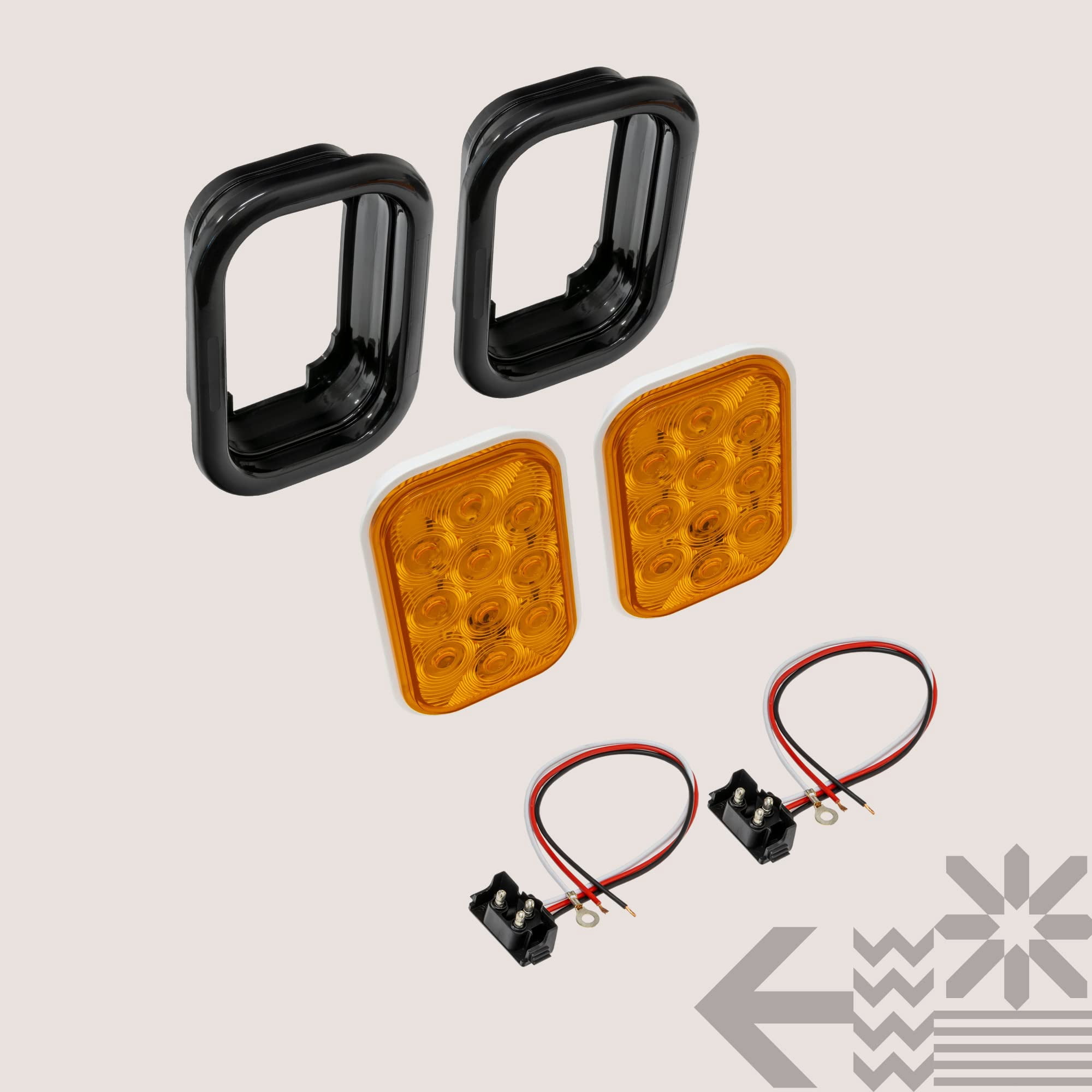 5x3 Inch LED Trailer Tail Light Kit - 4 Red + 2 White, DOT Approved, Submersible