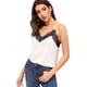thumbnail image 2 of playera sexy de satén con cuello en V y tirantes delgados para mujer Blanco contraste. CH Blanco contraste. CH Xishao ropa, 2 of 2