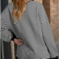 thumbnail image 3 of Womens Thin V Neck Sweater, Long Sleeve Pullover for Women Fall Fashion Loose Fit Striped Printed Lapel Sweatshirts S-XL, 3 of 4