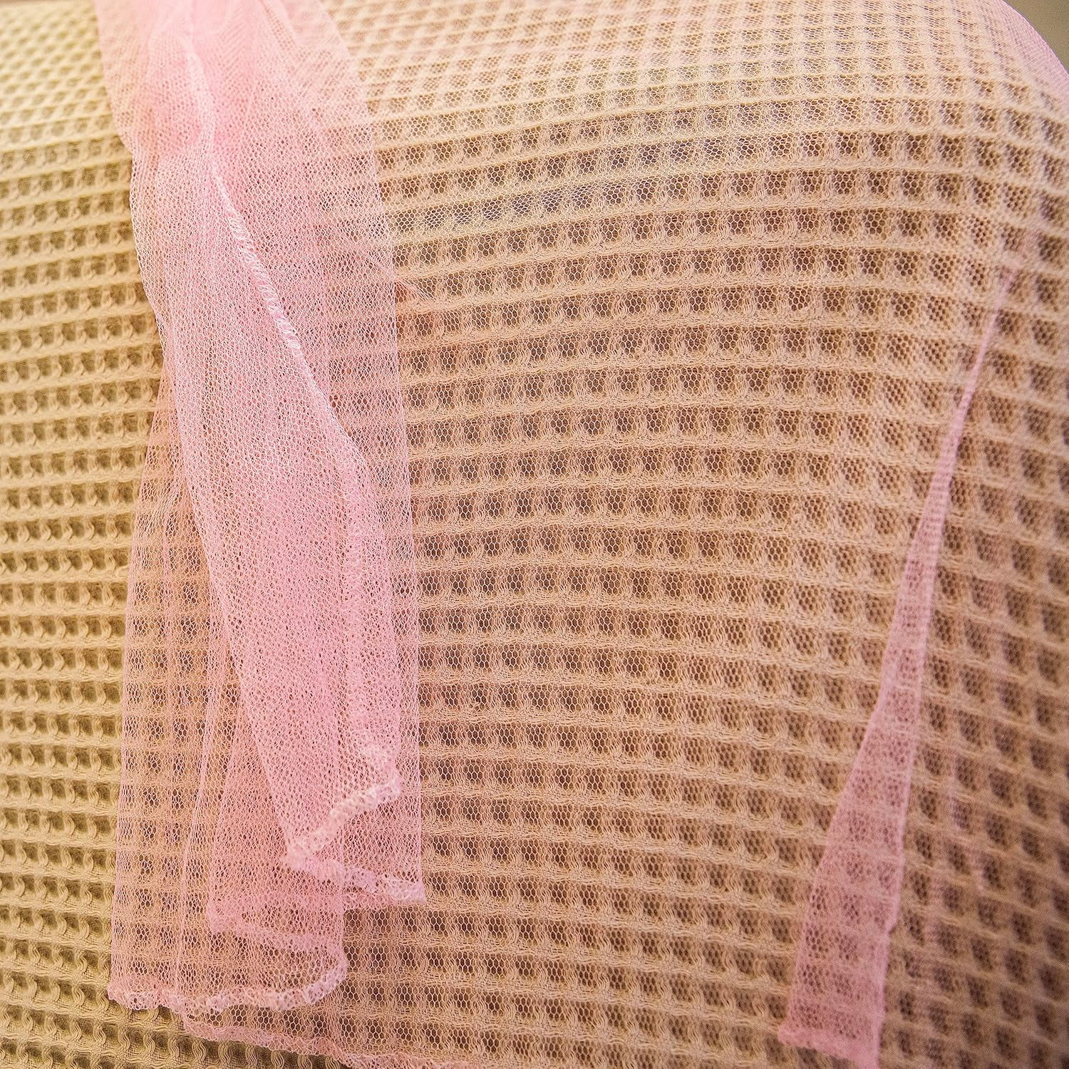 Pink Canopy for Girls Bed with Pre-Glued Glow in The Dark Stars - Princess Mosquito Net Room Decor - Kids & Baby Bedroom Tent with Galaxy Lights - 1 Opening Canopy Bed & Hanging Kit Included
