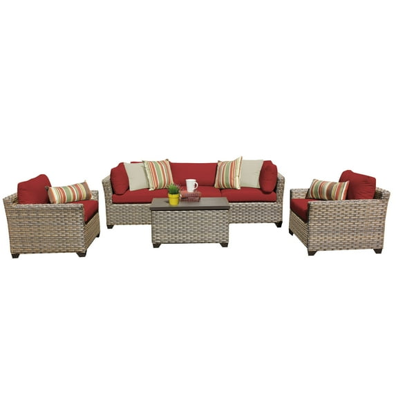Hampton 6 Piece Outdoor Wicker Patio Furniture Set 06b