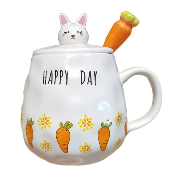400ml ceramic cup cute carrot spoon water cup mug business male and female student couple cup-Style:Style 2;