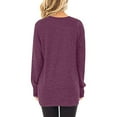 thumbnail image 4 of Pompotops T-Shirt Décontracté à Col Rond pour Femmes Manches Longues Ample Blouse Unie, 4 of 9
