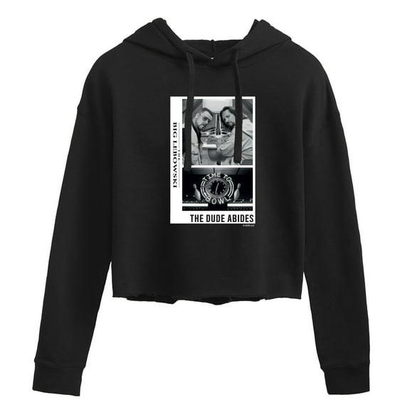 The Big Lebowski - The Dude Abides; Time To Bowl - Juniors Cropped Pullover Hoodie