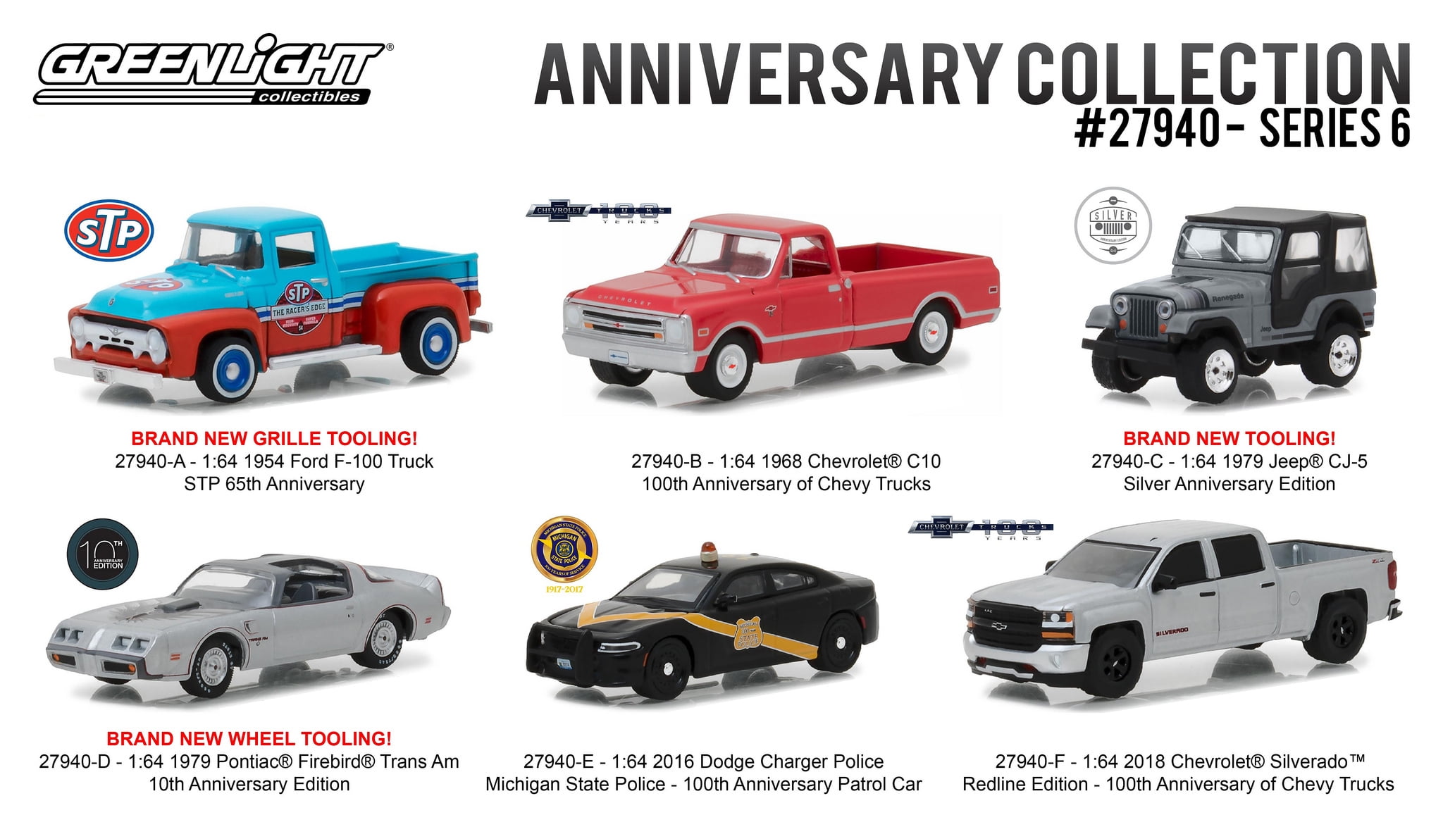 Greenlight Anniversary Collection Series 6, 6pc Diecast