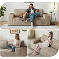 thumbnail image 3 of 63" Cloud Loveseat Sofa, 2-Seater Boneless Couch in a Box, Memory Foam Corduroy Sofa, Deep Seat Small Couch for Apartments, Ready to Use,Camel, 3 of 5