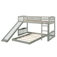 thumbnail image 5 of Harper & Bright Designs Low Bunk Bed Twin Over Twin, Wood Floor Bunk Bed with Slide and Ladder, L-Shape Bunk Bed for Bedrooms, Gray, 5 of 9