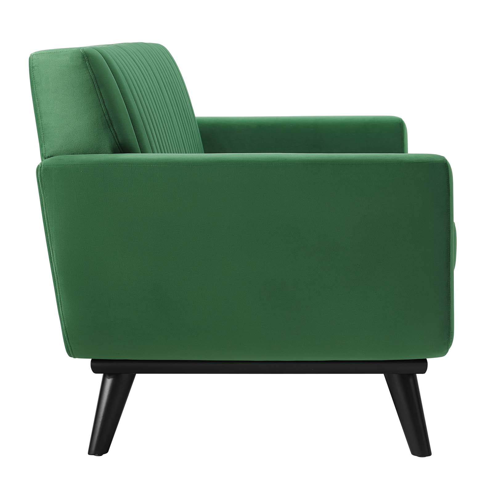 Modway Engage Channel Tufted Performance Velvet Loveseat in Emerald