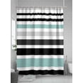 thumbnail image 5 of Fsddascl Turquoise Black Stripe Shower Curtain Set - 48" x 72" Washable Bathtub Curtain with 12 Hooks, Modern Abstract Coarse Striped Waterproof Fabric Stall Shower Curtains for Bathroom/Bathtub, 5 of 6