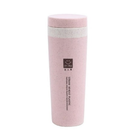 - 300ML Double-wall Portable Wheat Straw Cup Travel Mug Leak proof with Lid