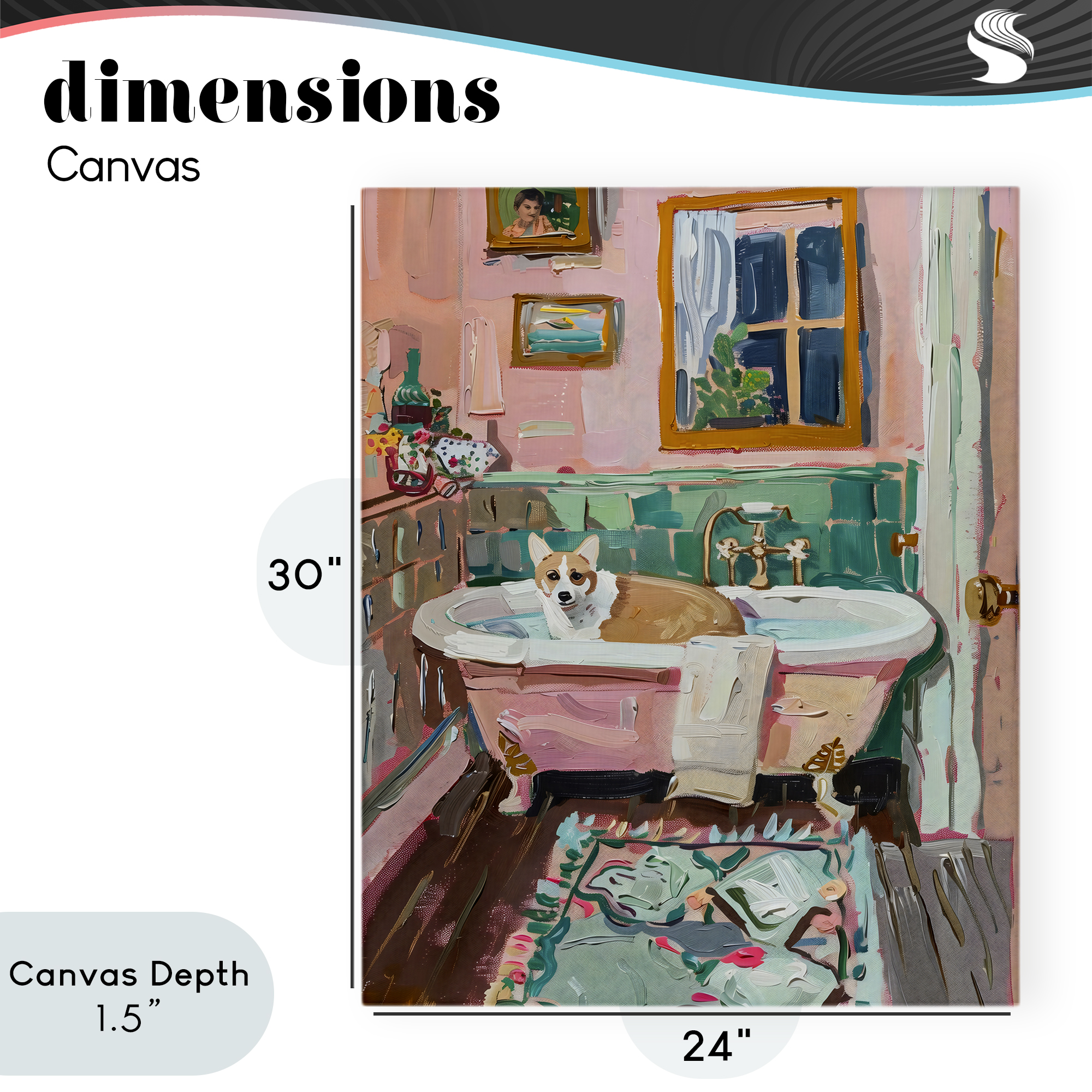 Stupell Industries Corgi in Pastel Tub Canvas Wall Art, design by The Prints Vibe