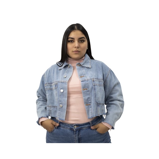Chamarra Mezclilla Talla Extra Crop Locura Nsnr083