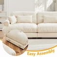 130" Modular Sectional Sofa, 3-Seater Velvet Couch, Deep Seat Cloud ...