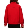 thumbnail image 4 of Women's Boyfriend Style Denim Jacket Casual Versatile Relaxed Fashion Outerwear Red L, 4 of 4