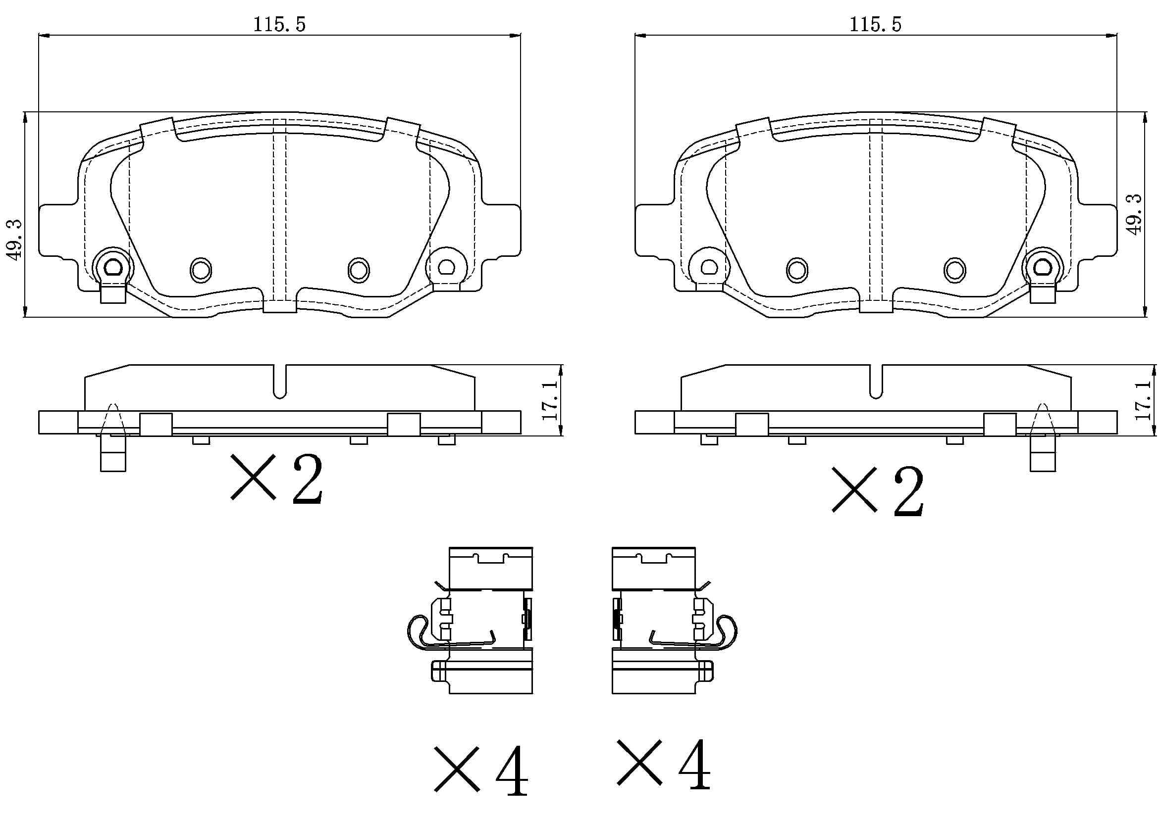 UltraHC 700 Brake Pad Set, Rear HC7.1734.0.C, Jeep Cherokee 2020-2014