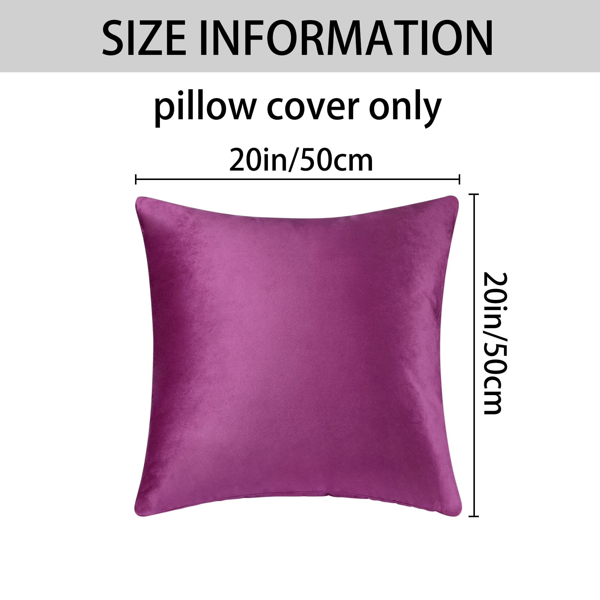 Unique Bargains Velvet Modern Zipper Cushion Decorative Throw Pillow Covers (2 Count) Purple 20" x 20"