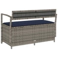 thumbnail image 4 of vidaXL Garden Storage Bench with Cushion Grey Poly Rattan, 4 of 5