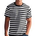thumbnail image 4 of Mens Short Sleeve T-Shirts Striped Casual Crewneck Basic Shirt Color Block Stretch Summer Beach Tees Light Black M, 4 of 4