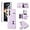 Light Purple, variant on Phone Case for Samsung Galaxy Z Fold 3 5G 2021 Wallet Cell Cover with Slim Ring Stand Credit Card Holder Slot ZFold3 Z3 Fold3 3Z ZFold35G Girl Women Men Black