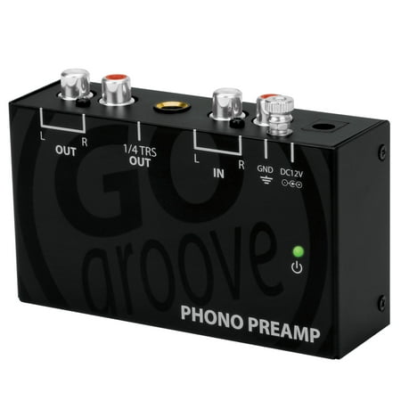 Mini Turntable Phono Preamp for Bookshelf Speakers by GOgroove - Preamplifier Connects to AOMAIS , Edifier , Klipsch , Mackie , Micca , Pioneer , Sony , Monoprice and More Bookshelf