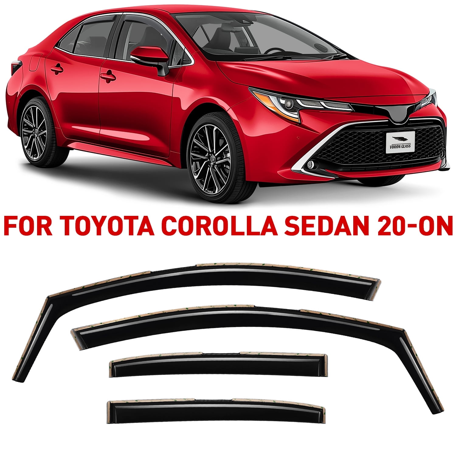 Voron Glass in-Channel Extra Durable Rain Guards for Toyota Highlander 2020-2026, Window Deflectors, Vent Window Visors, 4 Pieces - 200443 - Walmart Supplies