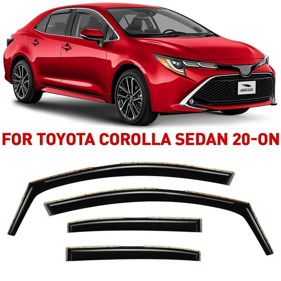 Voron Glass in-Channel Extra Durable Rain Guards for Toyota Corolla 2020-2026 Sedan, Window Deflectors, Vent Window Visors, 4 Pieces - 200674