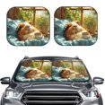 thumbnail image 2 of JUNZAN Lazy Home Style Guinea Pig Pattern Car Windshield Sun Shade | Reflective Sunshade | Foldable 2-Piece Sun Shield Protect Your Car | Fits Sedans, SUVs, Hatchbacks-Large, 2 of 6