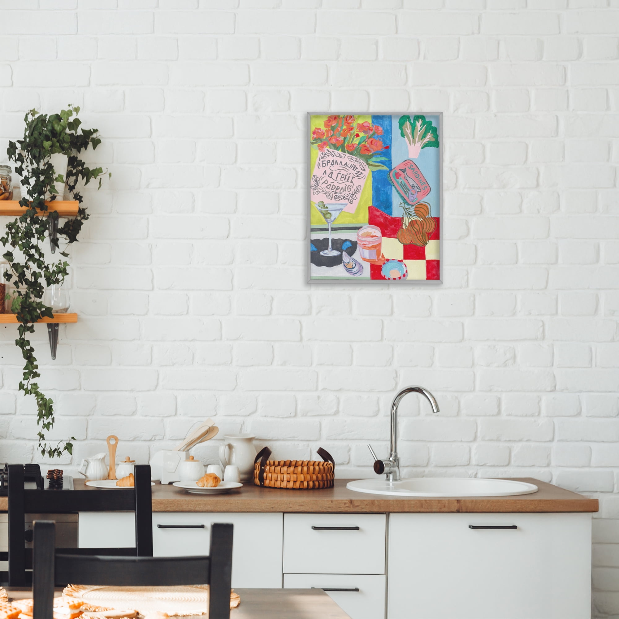 Stupell Industries Kitchen Checkered Still Life Gray Framed Giclee Art, design by Melissa Wang