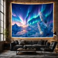 thumbnail image 6 of Snowy Owl on Blue Ice Cliff Under Northern Lights, Mystical Fantasy for Nature Lovers, Arctic Wildlife Wall Art Christmas Gift Tapestry Wall Hanging for Living Room and Bedroom, 6 of 7