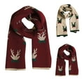 thumbnail image 3 of WREESH Women's Long Christmas Reindeer Double-Sided Print Warm Knitted Scarves Red, 3 of 3