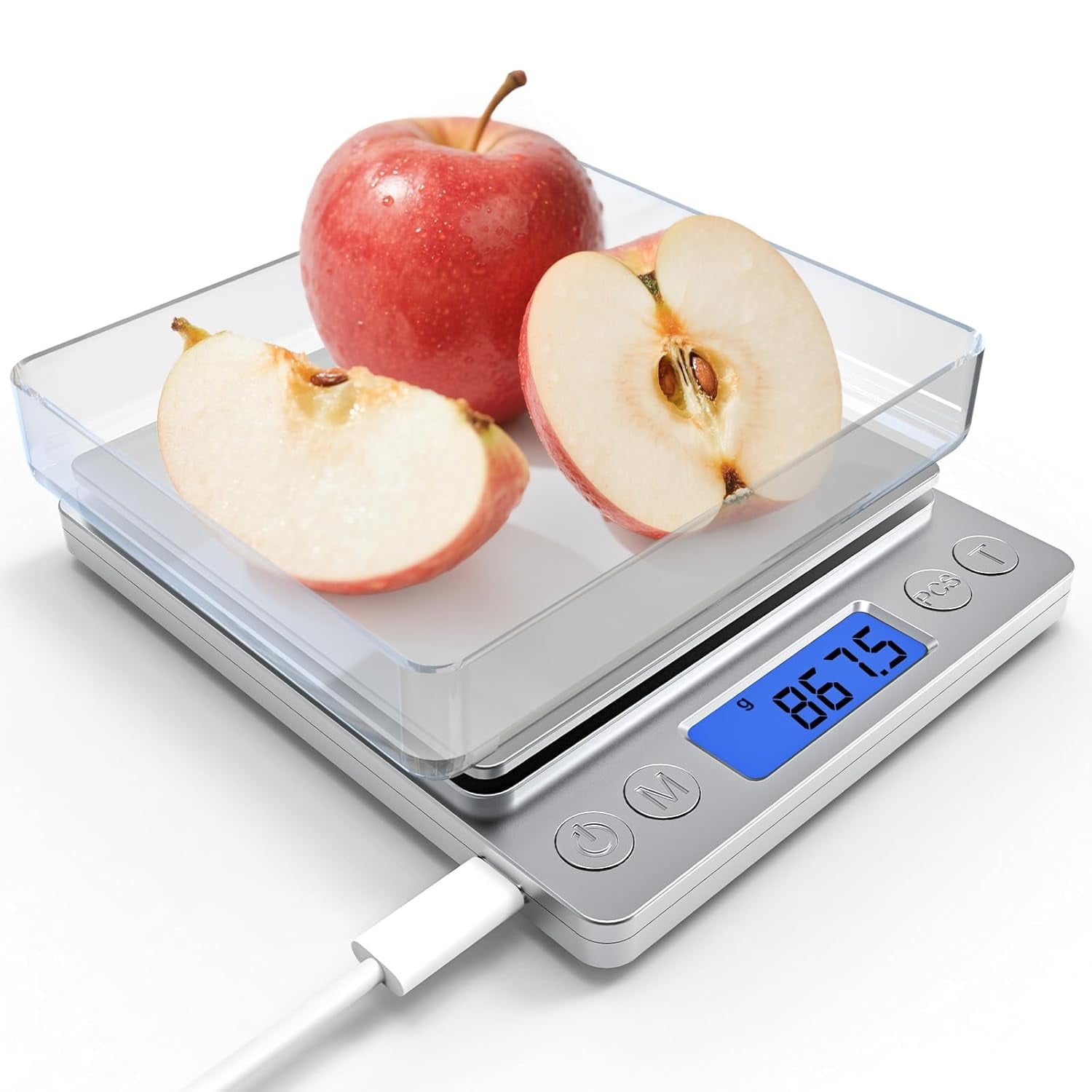 Cterwk 3000g/0.1g LCD Display Pocket Scale Digital Kitchen Scale Gram Scales Weight Food Coffee Scale for Cooking, Baking, Rechargeable Model