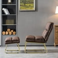 thumbnail image 3 of Mcombo Accent Chair with Ottoman, Club Chair with Golden Metal Legs, for Living Room 4013 (Brown), 3 of 9