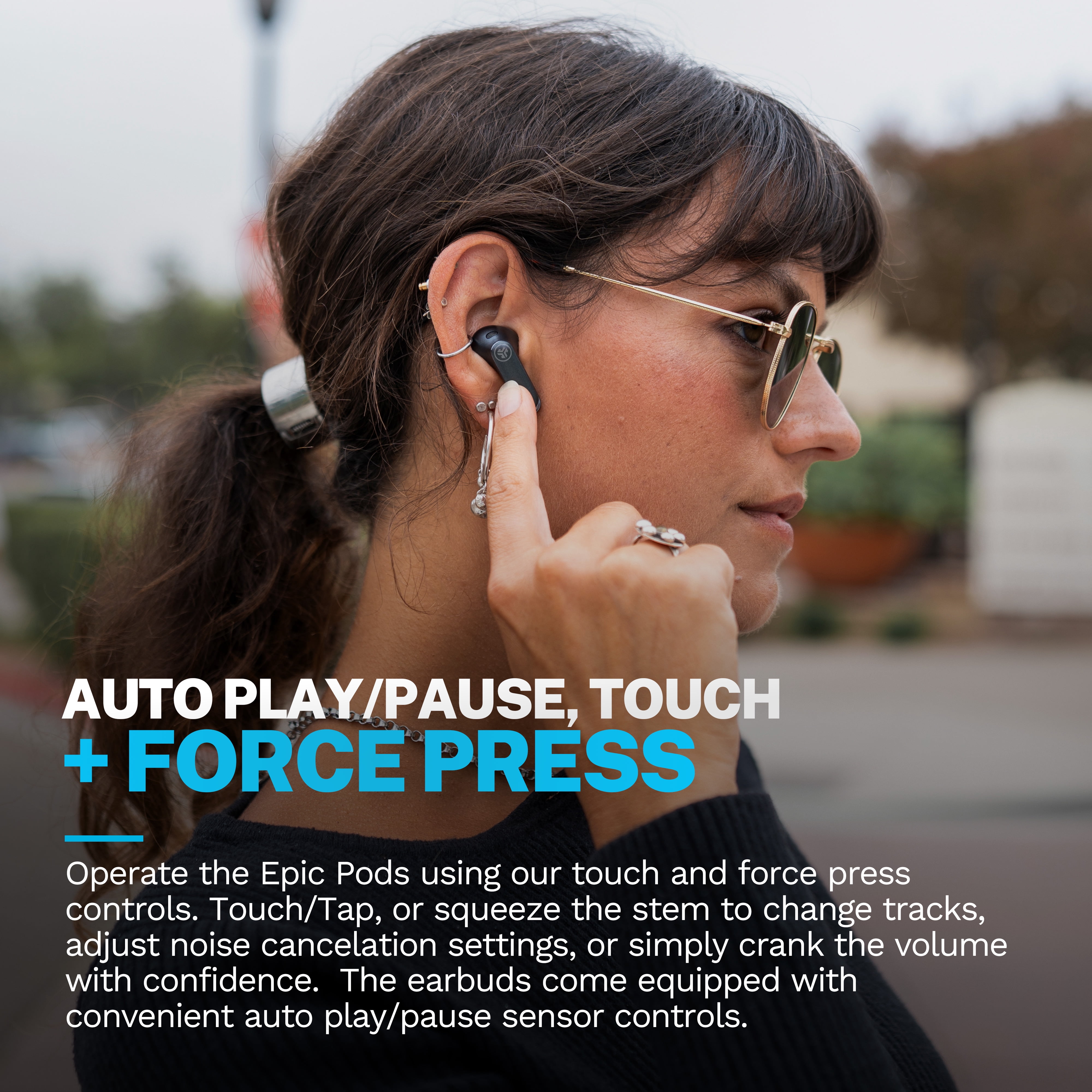 JLab Epic Pods ANC True Wireless Earbuds, Hi-Res LDAC, 60+ Hour Battery, Black