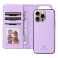 thumbnail image 2 of Wallet Case for iPhone 16 Pro, PU Leather Detachable Magnetic Inner Case with Kickstand Card Holder Hand Strap for iPhone 16 Pro Flip Wallet 2 In 1 Cover for Women Men - Purple, 2 of 9