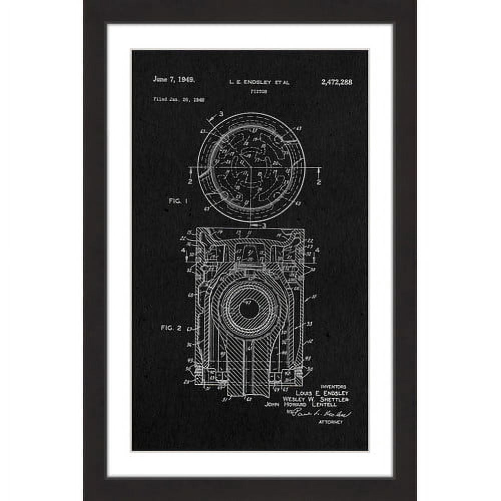"Piston 1949 Black Paper" Framed Painting Art Print, 24" x 1.5"