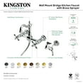 thumbnail image 7 of Kingston Brass KS2442AXBS Heritage Double-Handle Wall-Mount Bridge Kitchen Faucet with Brass Sprayer, Polished Brass, 7 of 7