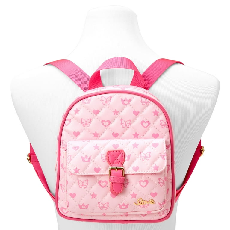 Claire s Club Mini Backpack for Girls Age 3 6 Pink Status Icon Adjustable Straps 6W x 7.5H x 2.5D