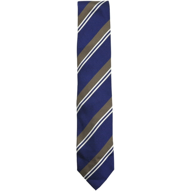 Bigi Cravate-Milano Cravate Homme Bleu / Marron Argent Diagonal Multi Rayé - Taille Unique