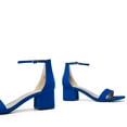 thumbnail image 3 of BURUDANI Women's Open Toe Low Pump Sandal Ankle Strap Buckle Block Heel Sandals Royal Blue-Suede Size 8, 3 of 9