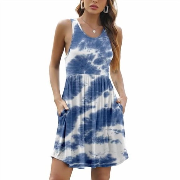 Aiyino Women's Sleeveless Summer Casual Sundress Short Dress With Pockets