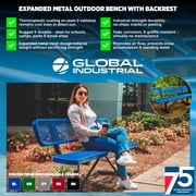 Global Industrial 72L Expanded Metal Mesh Bench w/Back Rest, Green