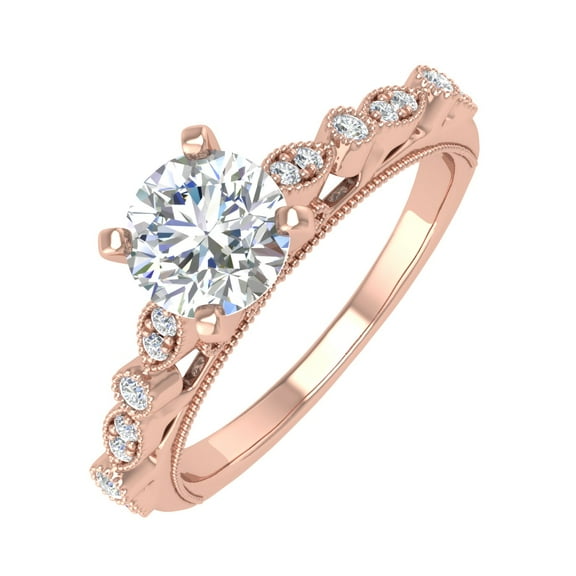 1 Carat Diamond Engagement Ring in 10K Rose Gold (Ring Size 8.5)