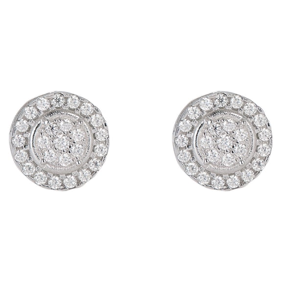 KIJ 0.26 Carat Round Double Halo Moissanite Stud Earrings,925 Sterling Silver 14K White Gold Plated VVS1 Gra Certified Hypoallergenic Gifts for Men Women